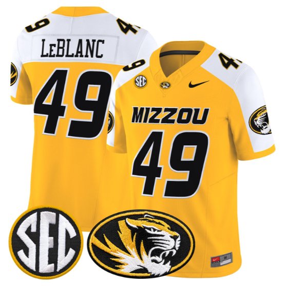 Brett Le Blanc #49 Missouri Tigers Jersey 2026 Vapor Limited Stitched Gold Alter