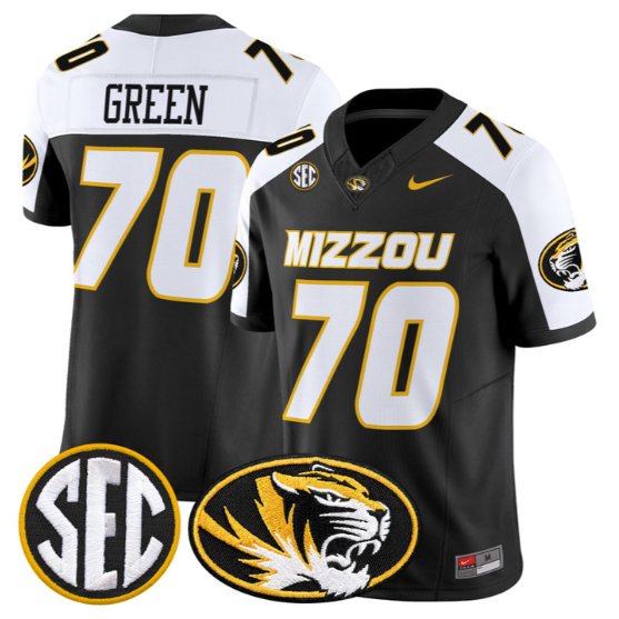 Cayden Green #70 Missouri Tigers Jersey 2026 Vapor Limited Stitched Black Alter
