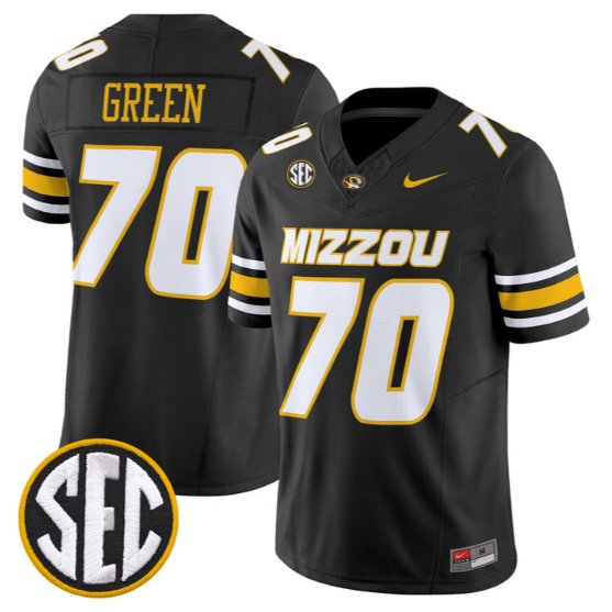 Cayden Green #70 Missouri Tigers Jersey 2026 Vapor Limited Stitched Black