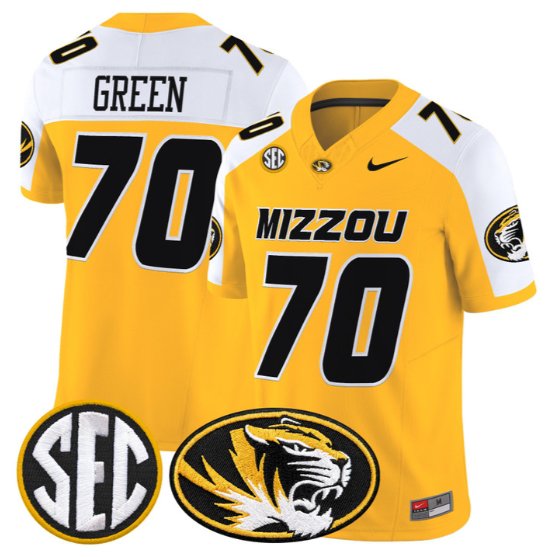 Cayden Green #70 Missouri Tigers Jersey 2026 Vapor Limited Stitched Gold Alter