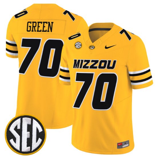Cayden Green #70 Missouri Tigers Jersey 2026 Vapor Limited Stitched Gold