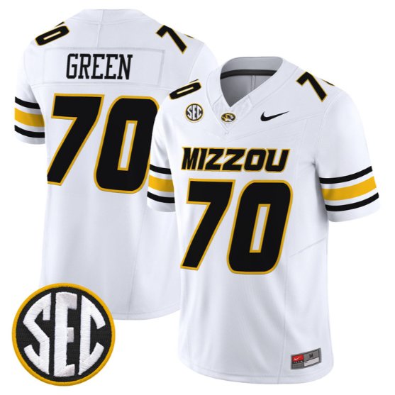 Cayden Green #70 Missouri Tigers Jersey 2026 Vapor Limited Stitched White