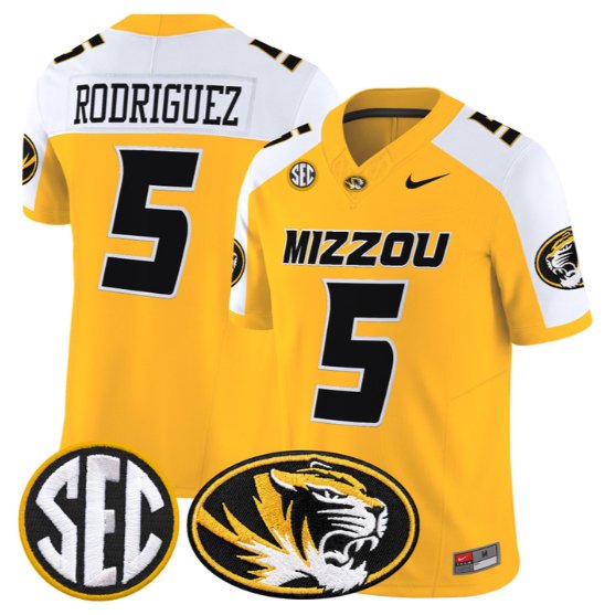 Nicholas Rodriguez #5 Missouri Tigers Jersey 2026 Limited Stitched Gold Alter