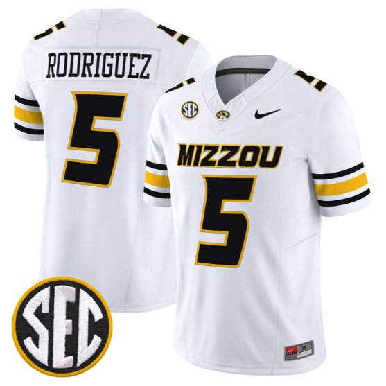 Nicholas Rodriguez #5 Missouri Tigers Jersey 2026 Limited Stitched White
