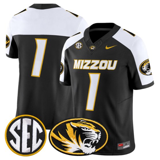 Team Jersey #1 Missouri Tigers Jersey 2026 Vapor Limited All Stitched Black Alter