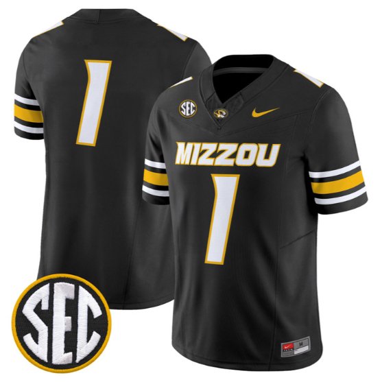 Team Jersey #1 Missouri Tigers Jersey 2026 Vapor Limited All Stitched Black