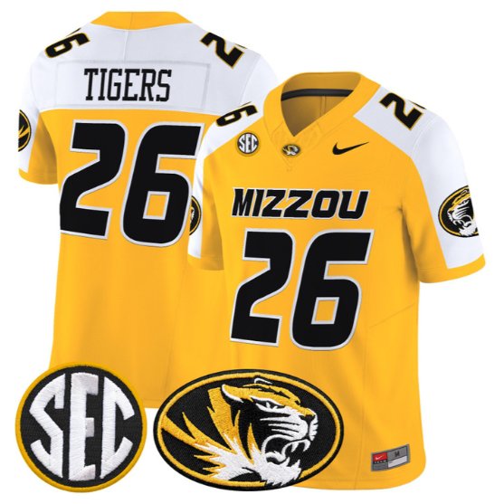 Tigers Mizzou #26 Missouri Tigers Jersey 2026 Vapor Limited Stitched Gold Alter