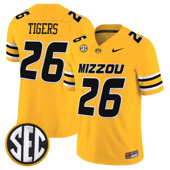 Tigers Mizzou #26 Missouri Tigers Jersey 2026 Vapor Limited Stitched Gold