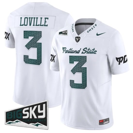 Terence Loville Jersey #3 Portland State Vikings 2026 Limited All Stitched White