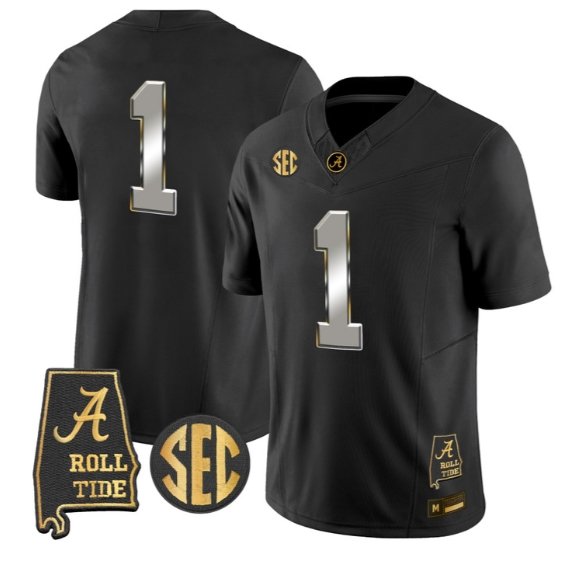 Team Jersey #1 Alabama Crimson Tide Jersey 2026 Alabama Map Stitched Black Limited