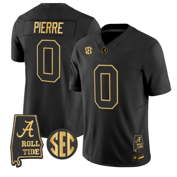Yhonzae Pierre #0 Alabama Crimson Tide Jersey 2026 Alabama Stitched Black Gold