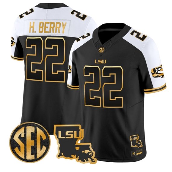 Harlem Berry #22 LSU Tigers 2026 Louisiana Patch Gold All Stitched Alternate