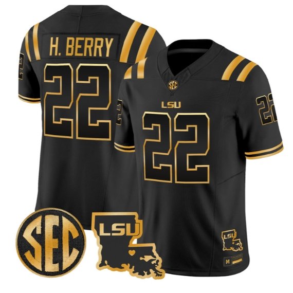 Harlem Berry #22 LSU Tigers 2026 Louisiana Patch Gold All Stitched Black Gold