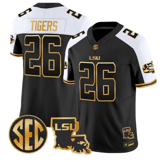 Tigers #26 LSU Tigers 2026 Louisiana Patch Gold Vapor All Stitched Alternate