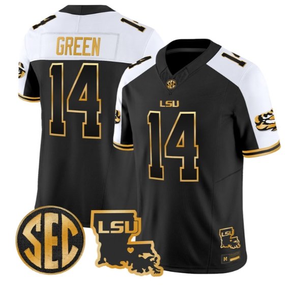 Trey'Dez Green #14 LSU Tigers 2026 Louisiana Patch Gold All Stitched Alternate