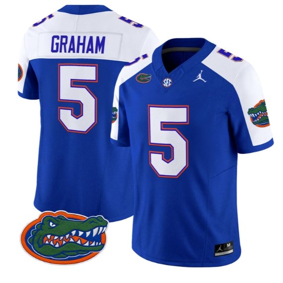 Myles Graham #5 Florida Gators Jersey 2026 Vapor Limited Stitched Royal Alter