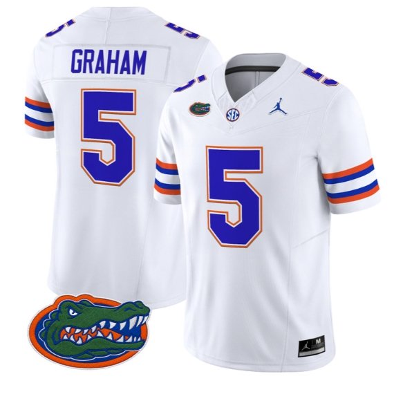Myles Graham #5 Florida Gators Jersey 2026 Vapor Limited Stitched White
