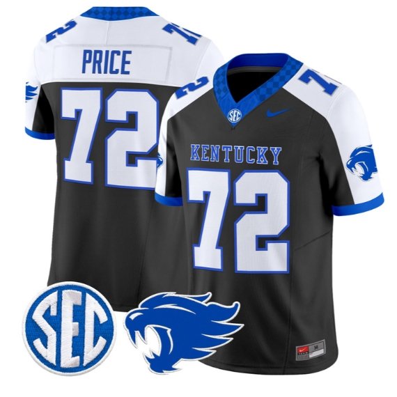 Coleton Price #72 Kentucky Wildcats Jersey 2026 Limited All Stitched Black Alter