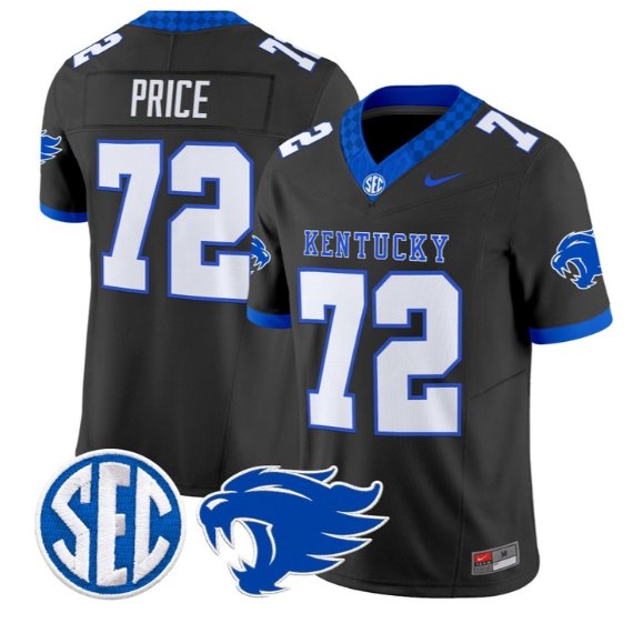 Coleton Price #72 Kentucky Wildcats Jersey 2026 Limited All Stitched Black
