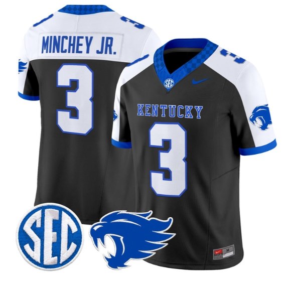 Kenny Minchey #3 Kentucky Wildcats Jersey 2026 Vapor Limited Stitched Black Alter