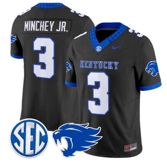 Kenny Minchey #3 Kentucky Wildcats Jersey 2026 Vapor Limited Stitched Black