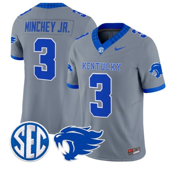Kenny Minchey #3 Kentucky Wildcats Jersey 2026 Vapor Limited Stitched Gray