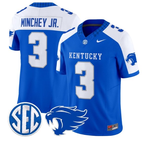 Kenny Minchey #3 Kentucky Wildcats Jersey 2026 Vapor Limited Stitched Royal Alter