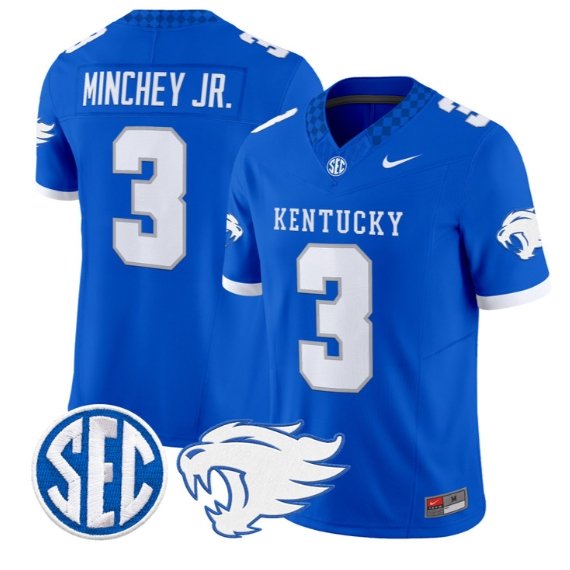 Kenny Minchey #3 Kentucky Wildcats Jersey 2026 Vapor Limited Stitched Royal