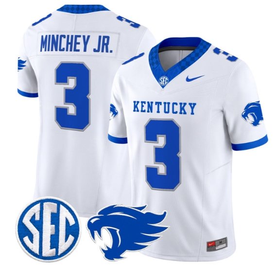 Kenny Minchey #3 Kentucky Wildcats Jersey 2026 Vapor Limited Stitched White