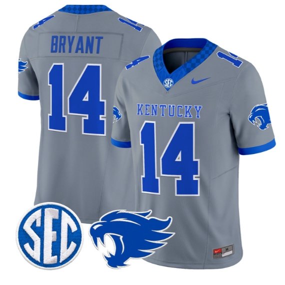 Ty Bryant #14 Kentucky Wildcats Jersey 2026 Vapor Limited Stitched Gray