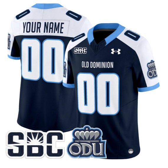 Custom Old Dominion Monarchs Jersey Name, Number 2026 Vapor Stitched Navy Alter