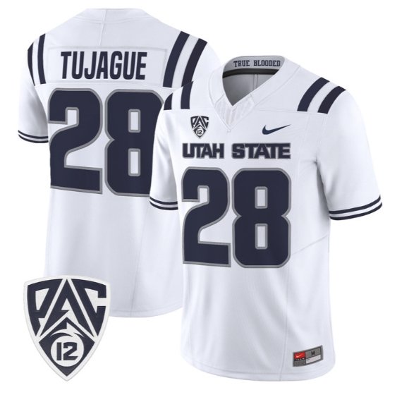 Carson Tujague Jersey #28 Utah State Aggies 2026 Limited All Stitched White