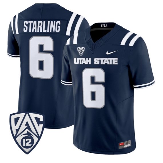 Demick Starling Jersey #6 Utah State Aggies 2026 Limited All Stitched Navy