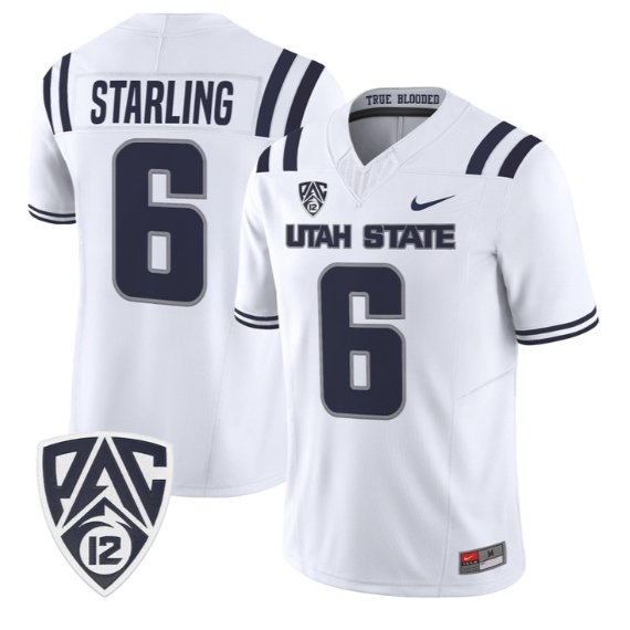 Demick Starling Jersey #6 Utah State Aggies 2026 Limited All Stitched White