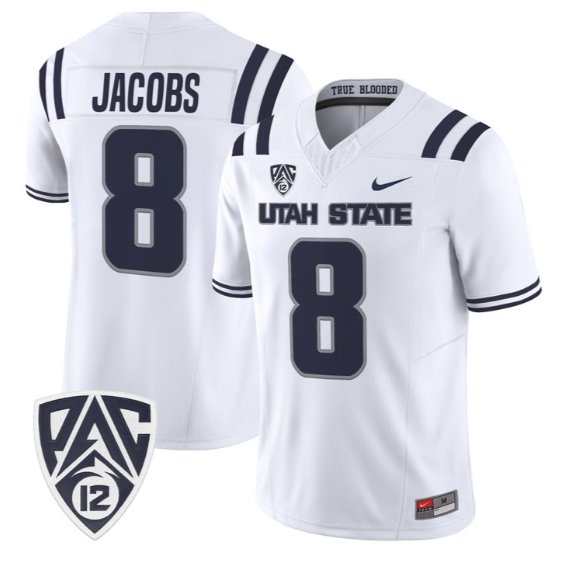 Javen Jacobs Jersey #8 Utah State Aggies 2026 Vapor Limited Stitched White