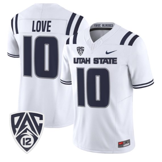 Jordan Love Jersey #10 Utah State Aggies 2026 Vapor Limited Stitched White