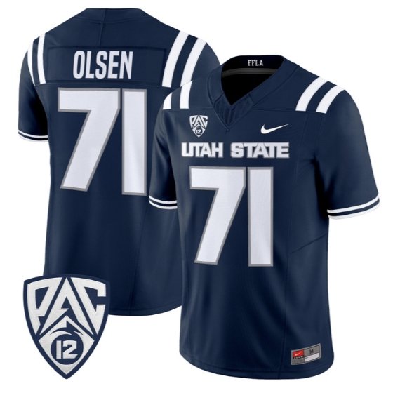 Merlin Olsen Jersey #71 Utah State Aggies 2026 Vapor Limited Stitched Navy