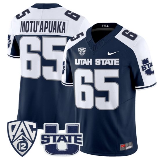 Tavo Motu'apuaka Jersey #65 Utah State Aggies 2026 Limited Stitched Navy Alter