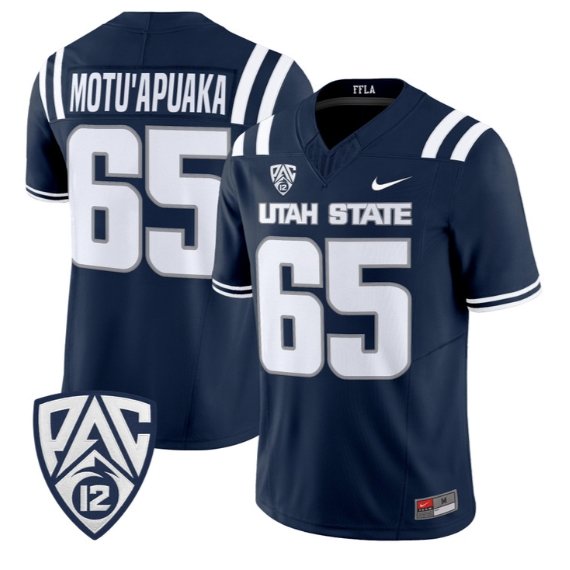 Tavo Motu'apuaka Jersey #65 Utah State Aggies 2026 Limited Stitched Navy