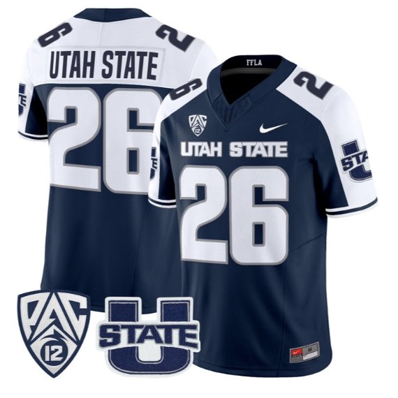 Utah State Jersey #26 Utah State Aggies 2026 Vapor Limited Stitched Navy Alter