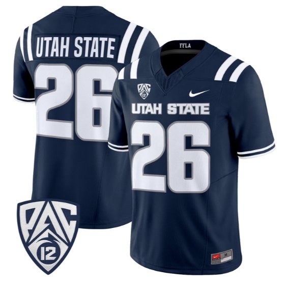 Utah State Jersey #26 Utah State Aggies 2026 Vapor Limited Stitched Navy