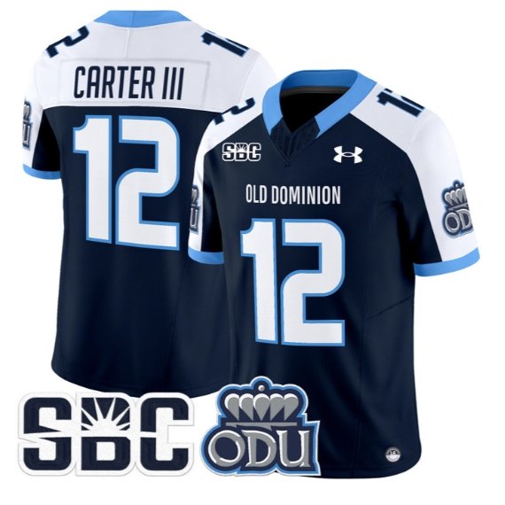 Jerome Carter III Jersey #12 Old Dominion Monarchs 2026 All Stitched Navy Alter