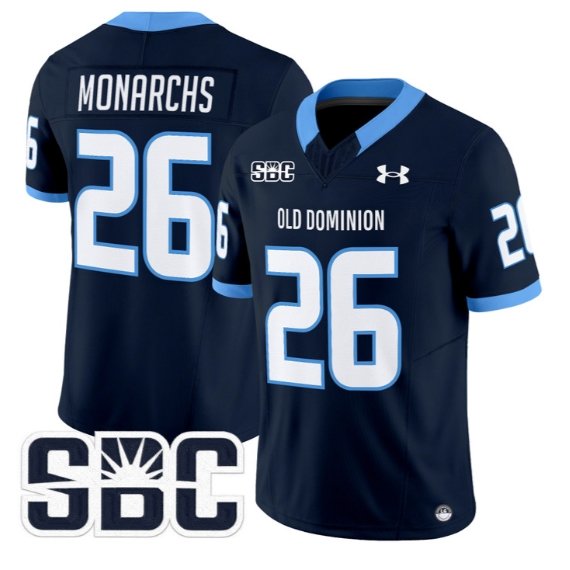 Monarchs Jersey #26 Old Dominion Monarchs 2026 Limited All Stitched Navy