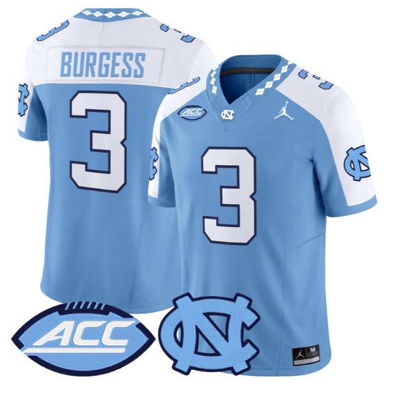 Travis Burgess Jersey #3 North Carolina Tar Heels 2026 All Stitched Blue Alter