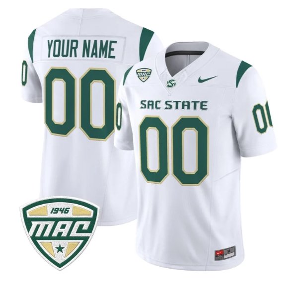 Custom Sacramento State Hornets Jersey Name, Number 2026 All Stitched White