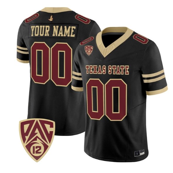 Custom Texas State Bobcats Jersey Name, Number 2026 Vapor Stitched Black