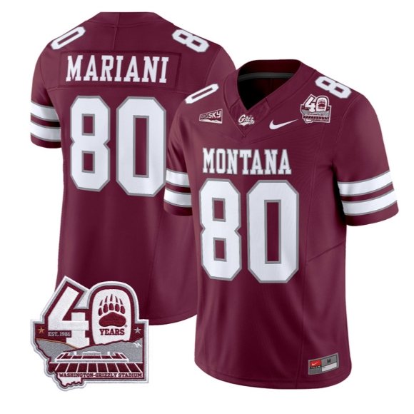 Marc Mariani Jersey #80 Montana Grizzlies 2026 Limited All Stitched Maroon