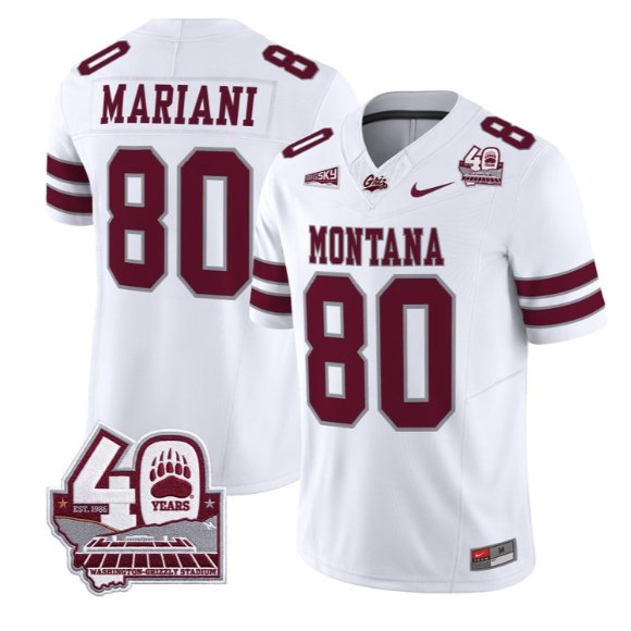Marc Mariani Jersey #80 Montana Grizzlies 2026 Limited All Stitched White