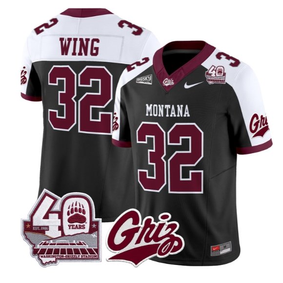 Peyton Wing Jersey #32 Montana Grizzlies 2026 Limited All Stitched Black Alter