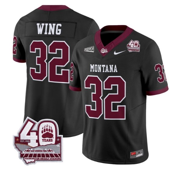 Peyton Wing Jersey #32 Montana Grizzlies 2026 Limited All Stitched Black